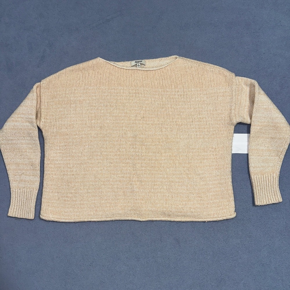 Madewell Knit Crewneck Sweater Long Sleeve Casual Women Beige Size Small